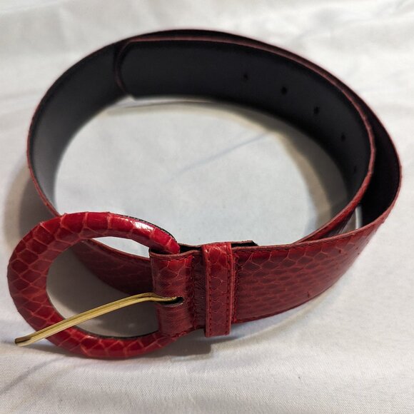 Genuine Red Snakeskin Leather Belt